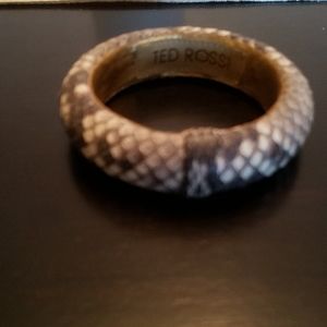 Ted Rossi Gray & White Snakeskin Bangle